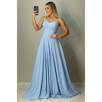 Spaghetti Straps Sweetheart Long Bridesmaid Dress Formal Gown