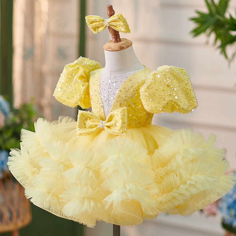 Sequins Tulle Knee-length Baby Girl Dress