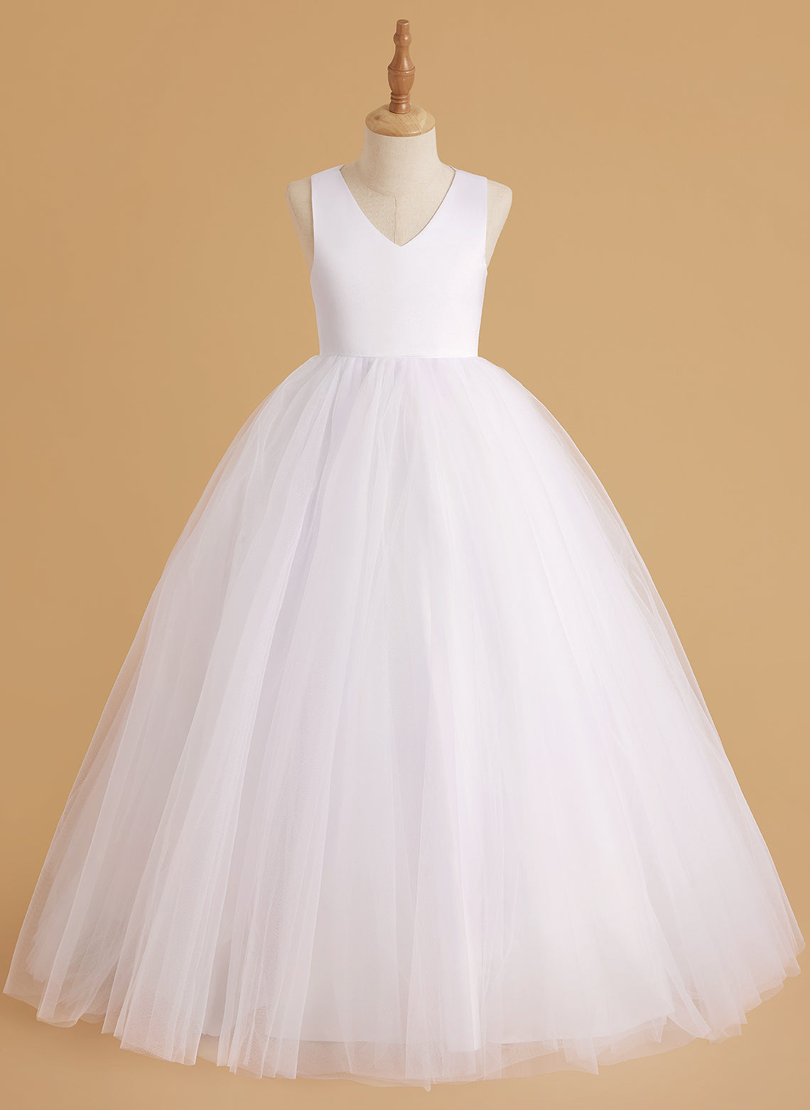 Timeless A-Line Sleeveless Satin and Tulle Flower Girl Dress