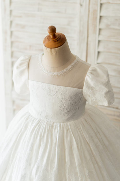 Lace Knee-length First Communion Flower Girl Dress