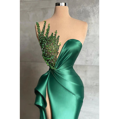 Etui-/Säulen-Abendkleid, grüne Spitze, V-Ausschnitt, langes Ballkleid