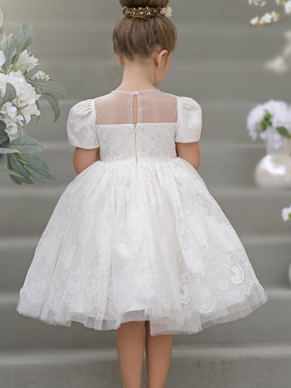 Lace Knee-length First Communion Flower Girl Dress