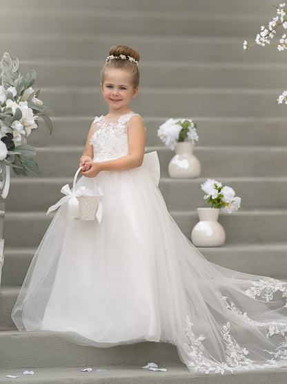 Dream Princess Sleeveless Lace and Tulle with Beading Flower Girl Dress