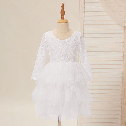 Lace Tulle Knee-length White Dress (2003227580)