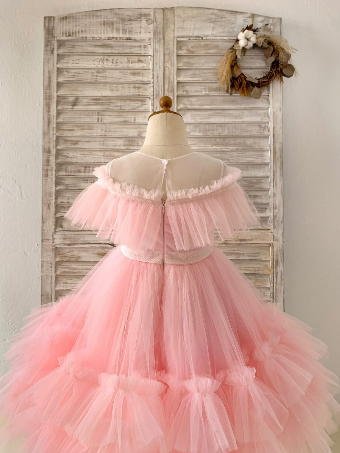 Tulle Knee-length Pink Dress (2003227601)