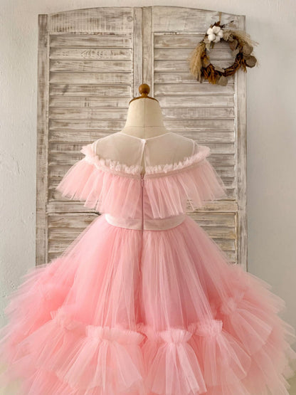 Tulle Knee-length Pink Dress (2003227601)