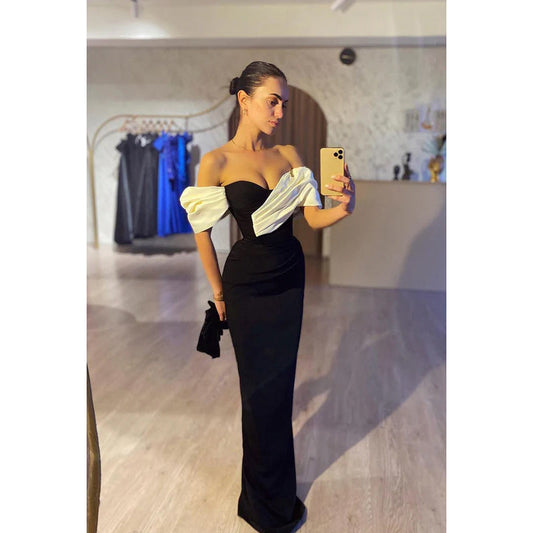 Elegant & Luxurious Off-Shoulder Cap Sleeves Sheath Evening Party Prom Dress