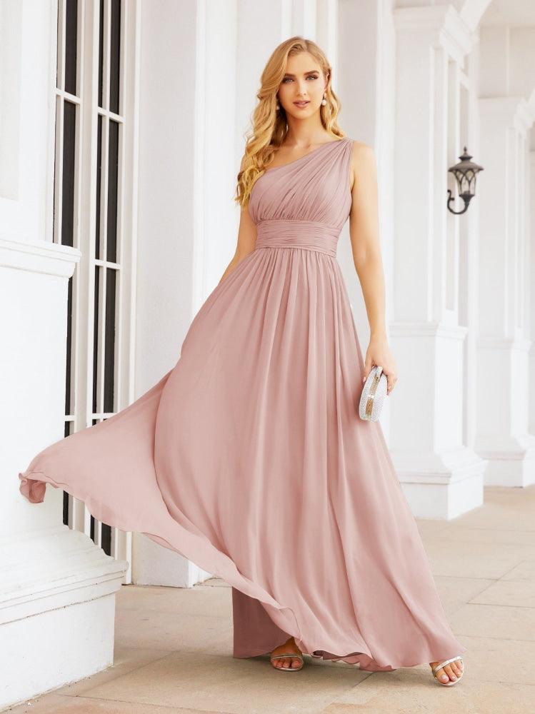 Numbersea One Shoulder Bridesmaid Dresses Long Maxi Formal Evening Party Prom Gowns 28061-numbersea