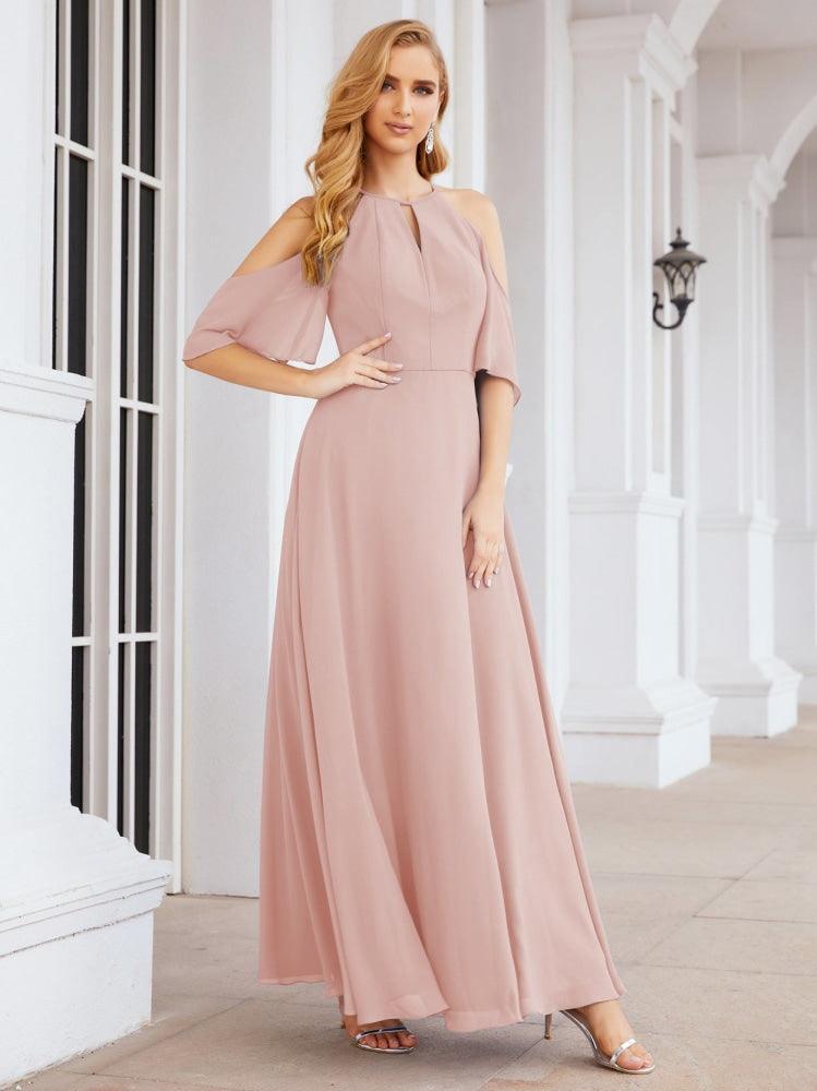 Numbersea Cold Shoulder Bridesmaid Dresses A-Line Long Formal Evening Gowns 28074-numbersea