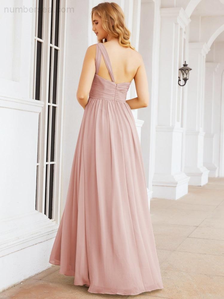 Numbersea One Shoulder Bridesmaid Dresses Long Maxi Formal Evening Party Prom Gowns 28061-numbersea