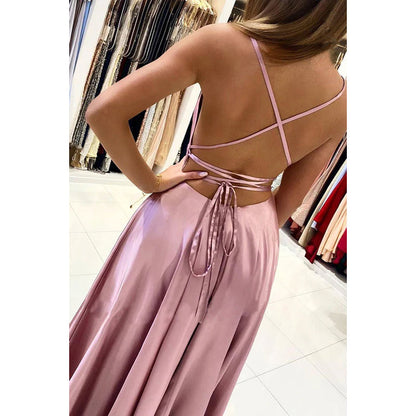 Sheath/Column Straps Satin Pleats Sleeveless Prom Evening Formal Dress