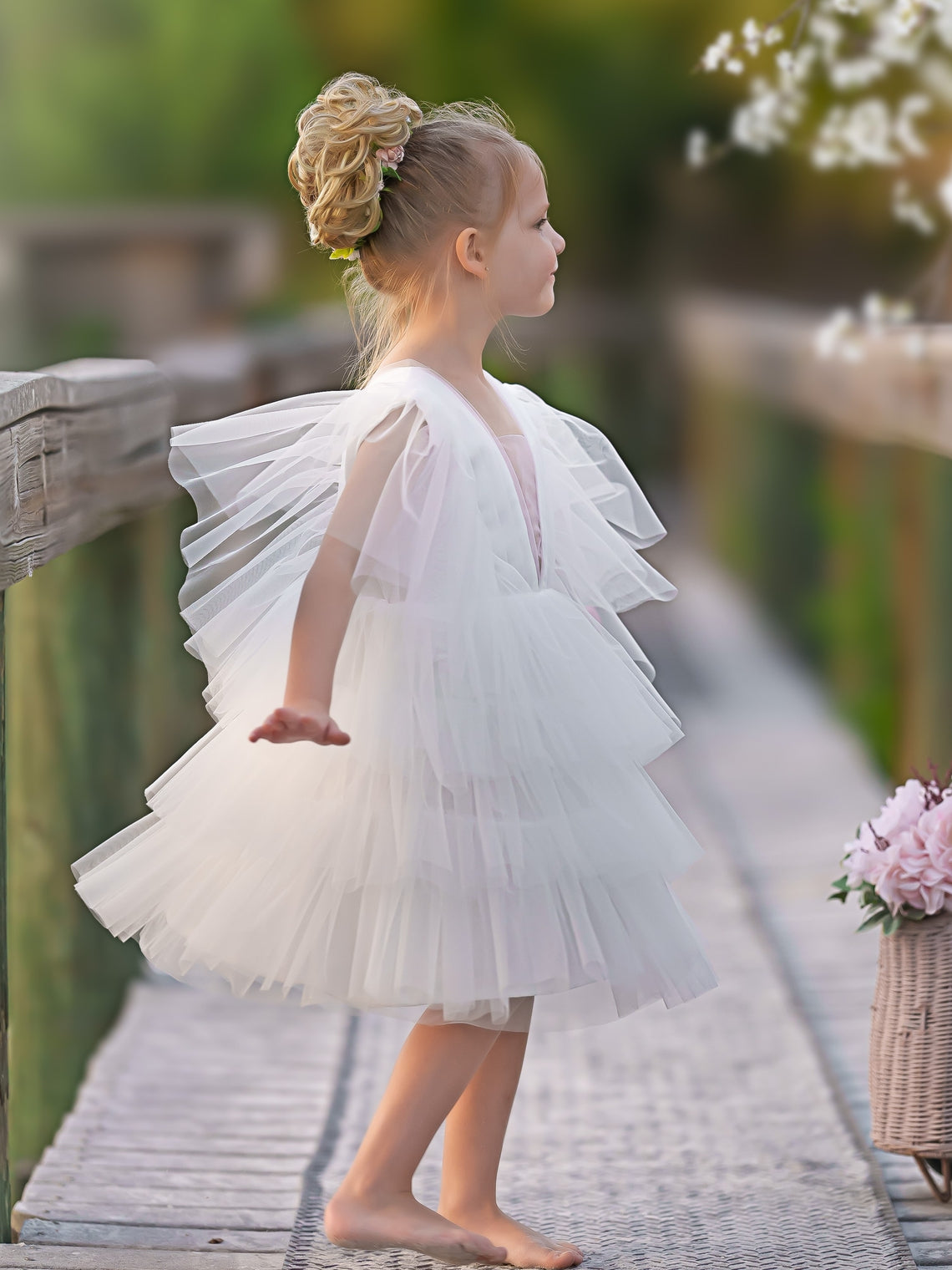 Enchanted Garden Fairy Elegant Tulle Toddler Flower Girl Dress