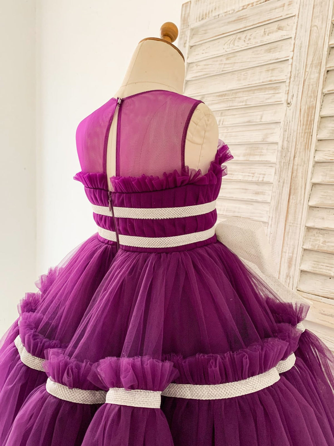 Tulle Tea-length Purple Dress (2003227603)