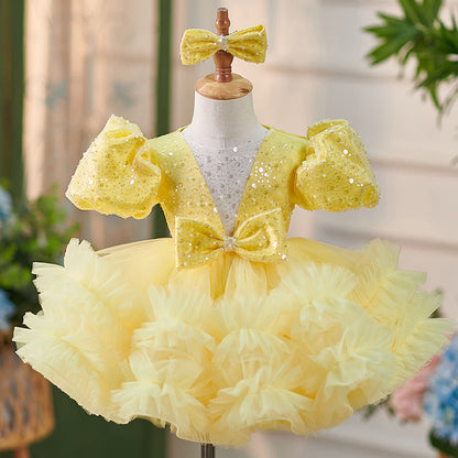 Sequins Tulle Knee-length Baby Girl Dress