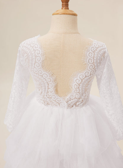 Lace Tulle Knee-length White Dress (2003227580)