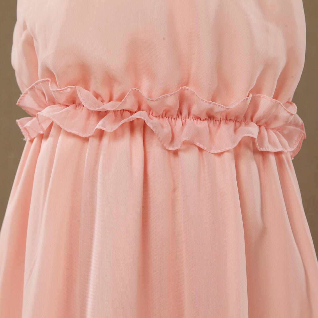 NumberSea - A - Line Long Chiffon Flower Girl Dress Jewel Flower Neck Spaghetti straps with Tiers