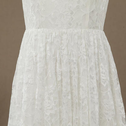 NumberSea - A - line Tea - length Lace Flower Girl Dress Jewel Neck Sleeveless