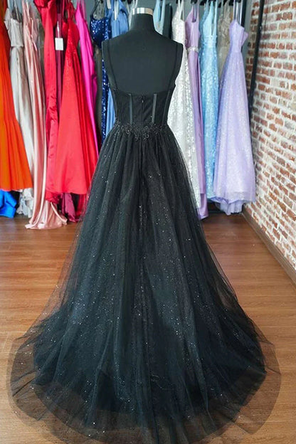 Prom Dresses  A Line Sweetheart Lace Aqppliques Tulle