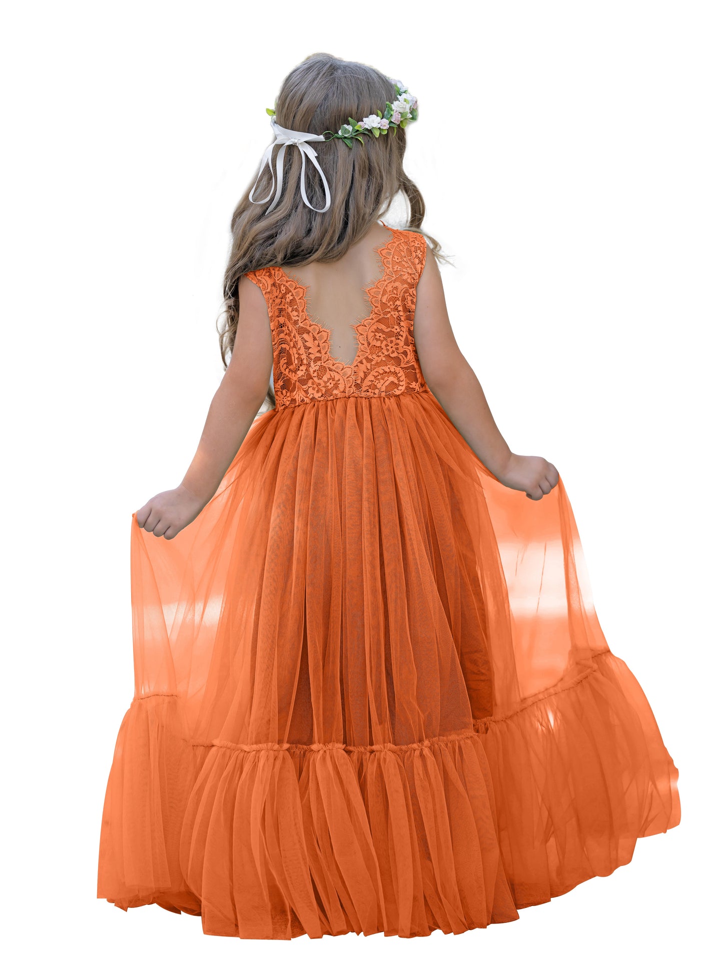 Lace Tulle Floor-length Boho Flower Girl Dress