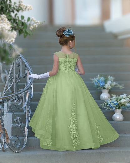 Serenity Princess Ball Gown with Lace Appliques and Butterfly Embellishments