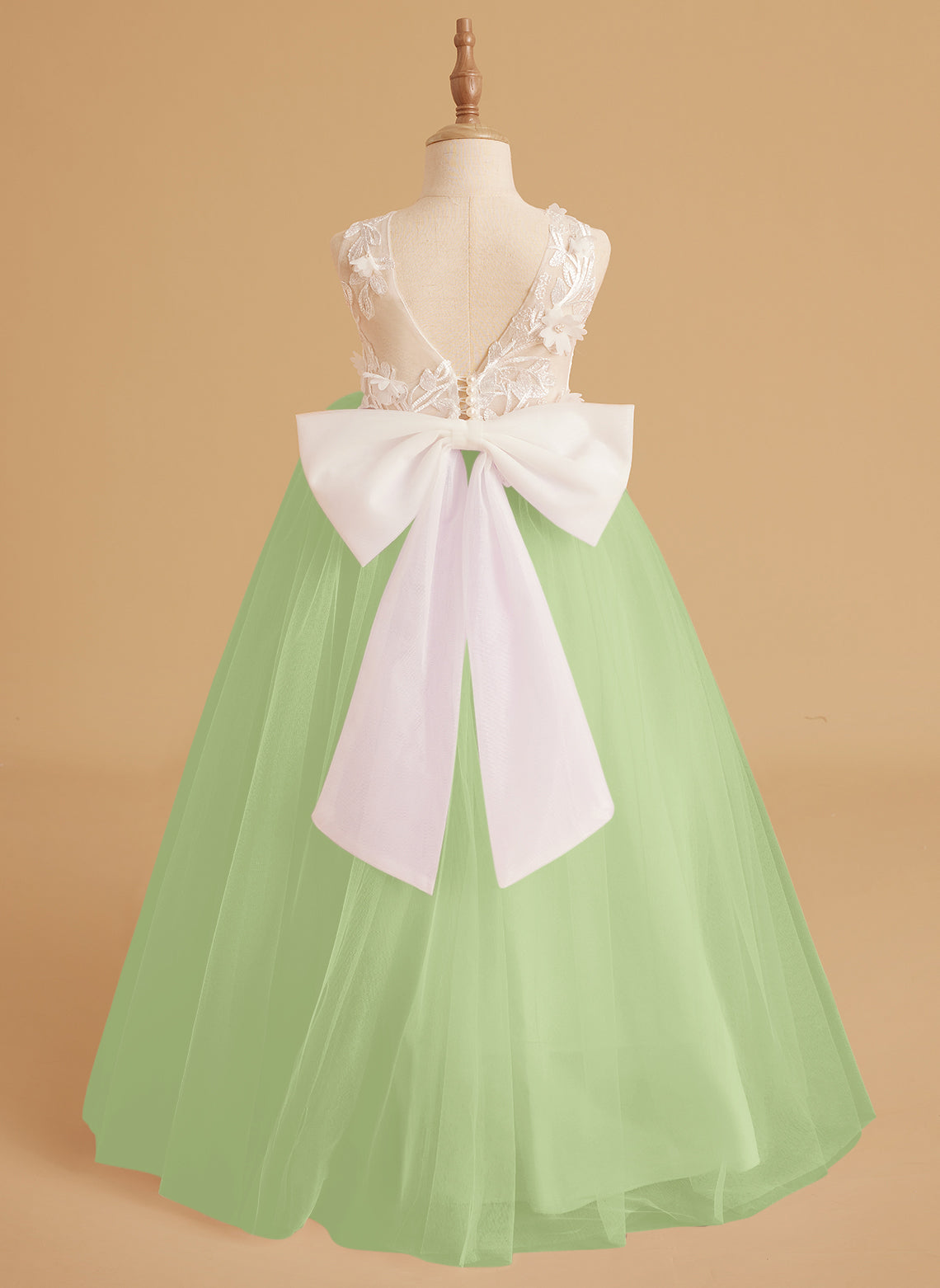 Dream Princess Sleeveless Detachable Train Flower Girl Dress