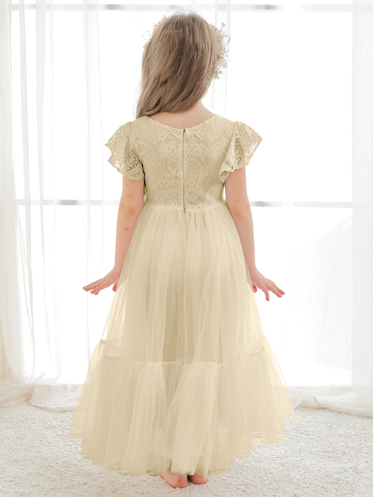 Lace Tulle Ankle-length White Dress (2003227579)