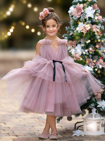 Tulle Sleeveless Knee-length Flower Girl Dress