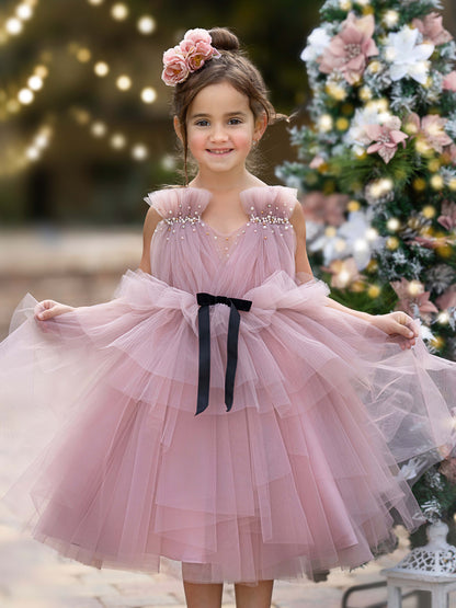 Tulle Sleeveless Knee-length Flower Girl Dress