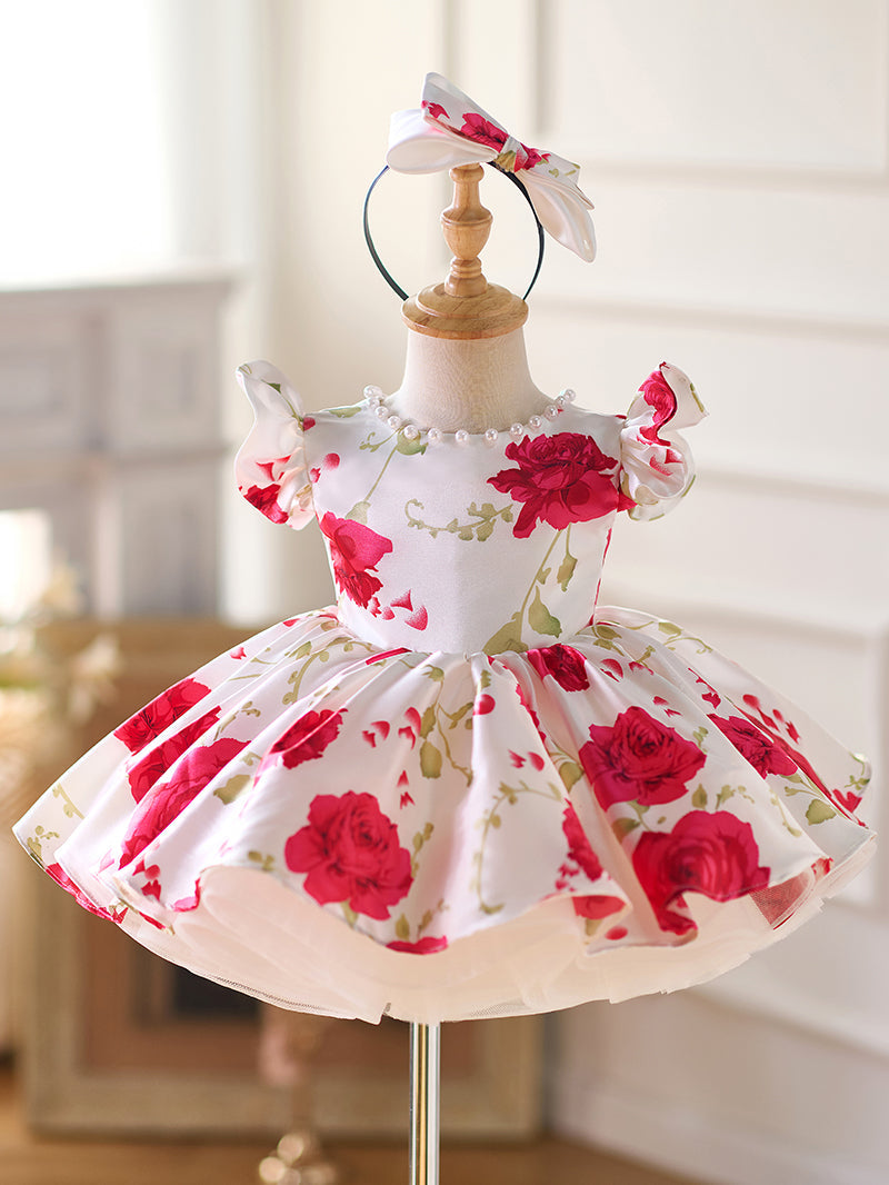 Sleeves Satin Knee-length Baby Girl Dress