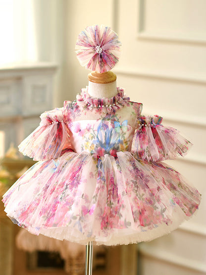 Organza Knee-length 1st Birthday Toddler Party Dress