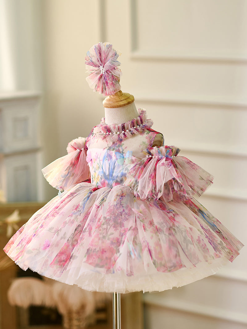 Organza Knee-length 1st Birthday Toddler Party Dress