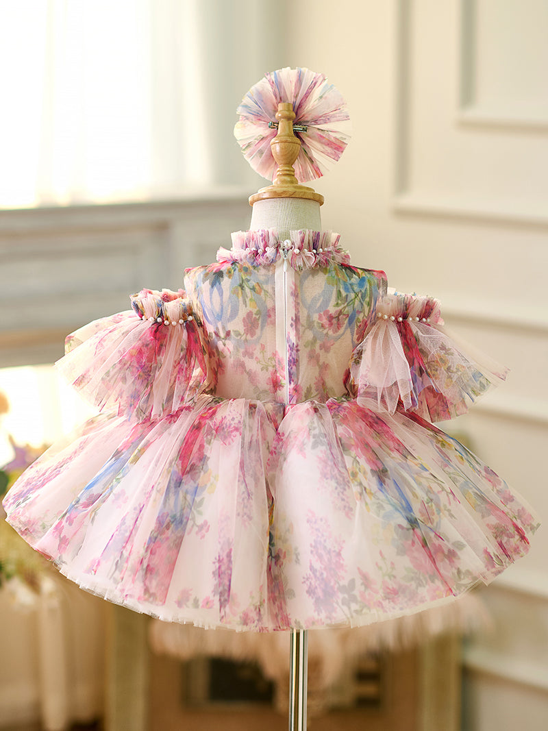 Organza Knee-length 1st Birthday Toddler Party Dress