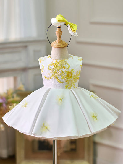 Lace Satin Knee-length Baby Girl Dress