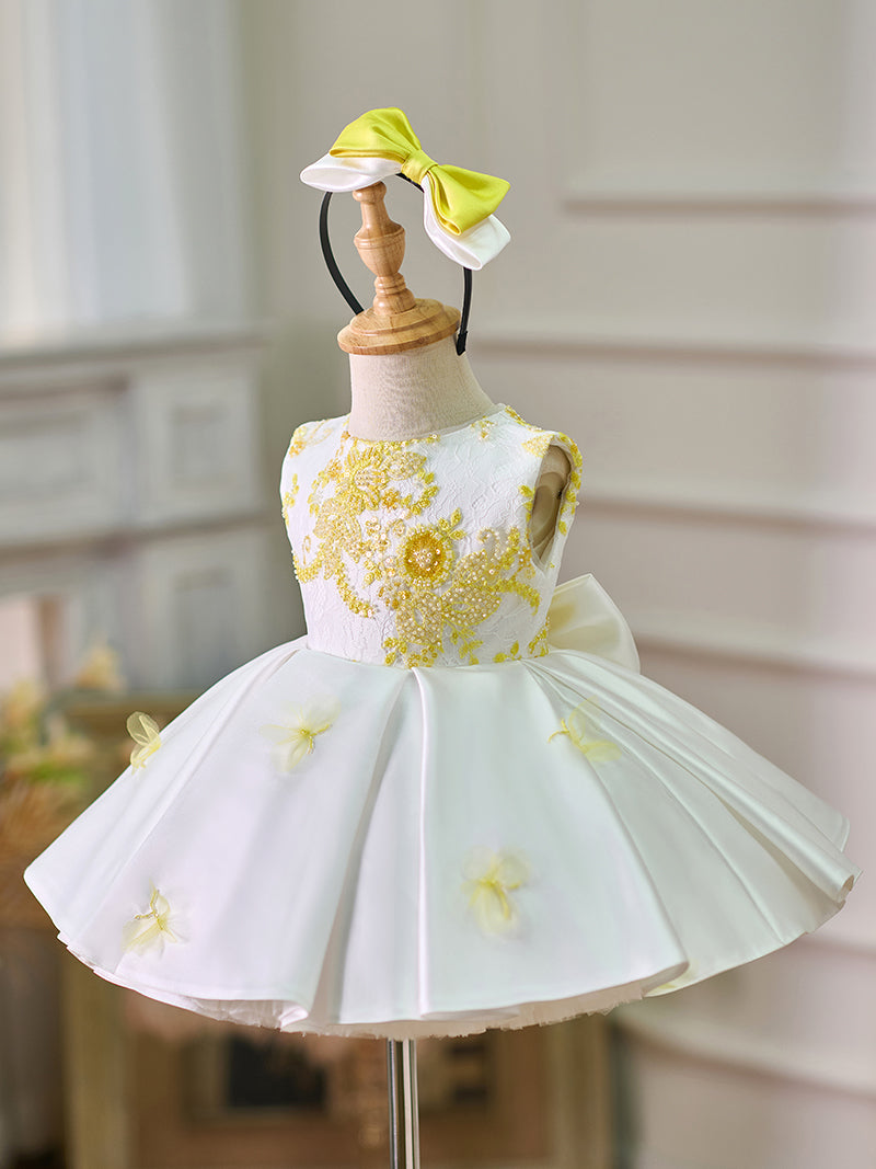 Lace Satin Knee-length Baby Girl Dress