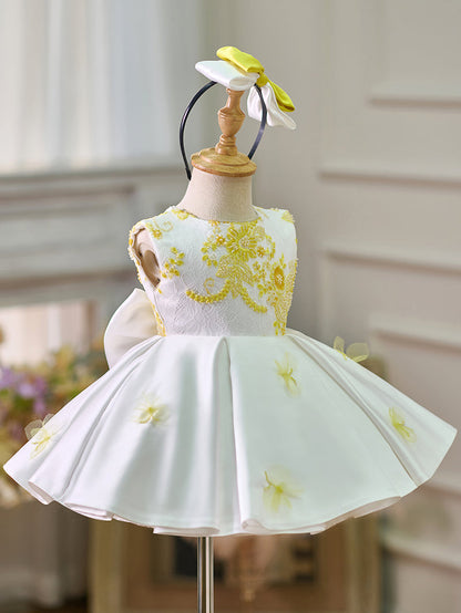 Lace Satin Knee-length Baby Girl Dress