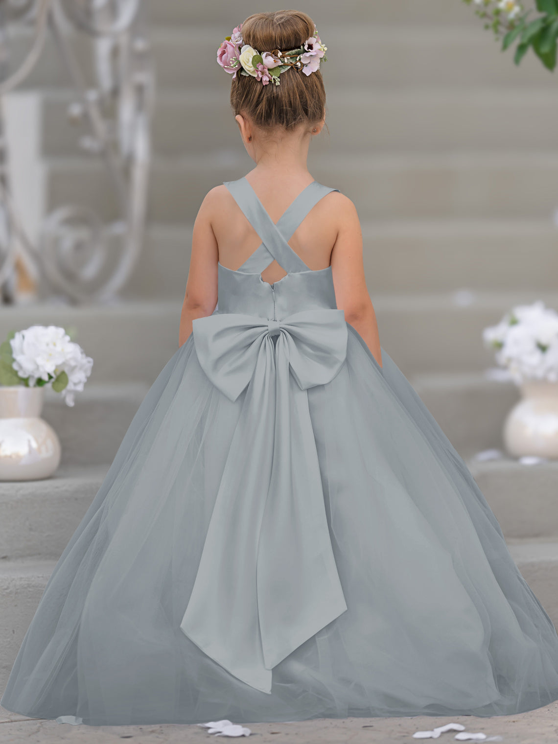 Timeless A-Line Sleeveless Satin and Tulle Flower Girl Dress