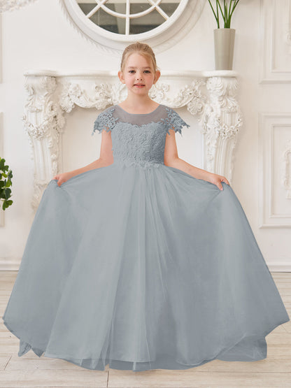 Ivory Detachable Train Princess First Communion Flower Girl Dress