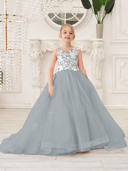 Elegant A-Line Princess Sleeveless Tulle Flower Girl Dress