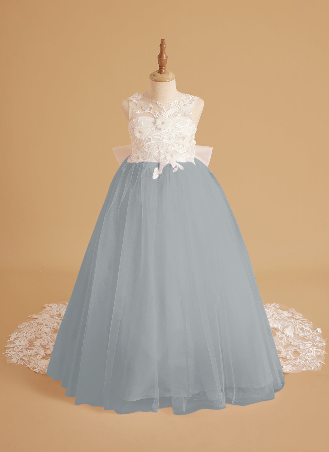 Dream Princess Sleeveless Lace and Tulle with Beading Flower Girl Dress