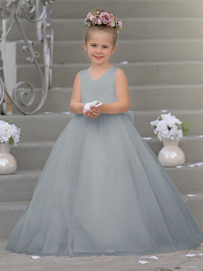 Timeless A-Line Sleeveless Satin and Tulle Flower Girl Dress