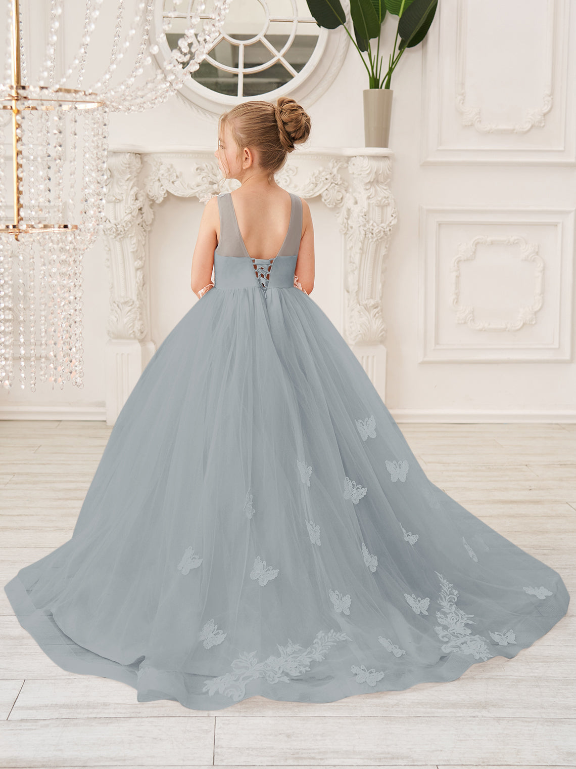 Elegant A-Line Princess Sleeveless Tulle Flower Girl Dress