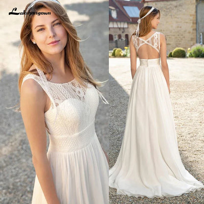 NumberSea Weiß elfenbein Strand Brautkleider EINE Linie Spitze Braut Kleider Chiffon Brautkleider Vestidos de novia 