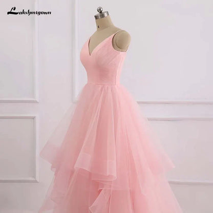 NumberSea Romantic Pink Beach Wedding Dress boho Bridal Dresses Straps Tulle Zipper Back with 30cm tail Vestido De Noiva