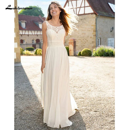 NumberSea Weiß elfenbein Strand Brautkleider EINE Linie Spitze Braut Kleider Chiffon Brautkleider Vestidos de novia 