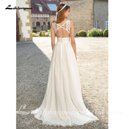 NumberSea Weiß elfenbein Strand Brautkleider EINE Linie Spitze Braut Kleider Chiffon Brautkleider Vestidos de novia 