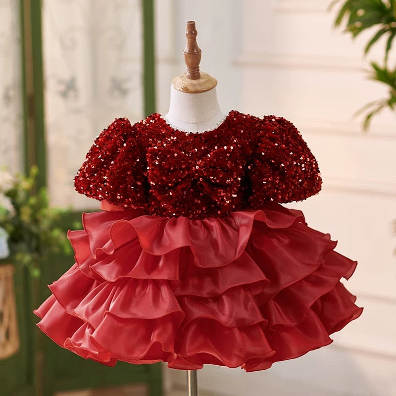 Sequins Knee-length 1st Birthday Party Baby Girl Dress