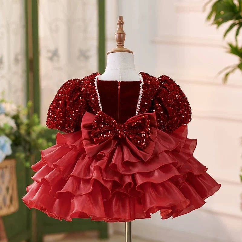 Sequins Knee-length 1st Birthday Party Baby Girl Dress