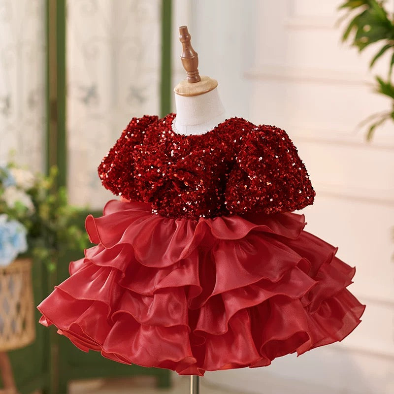 Sequins Knee-length 1st Birthday Party Baby Girl Dress