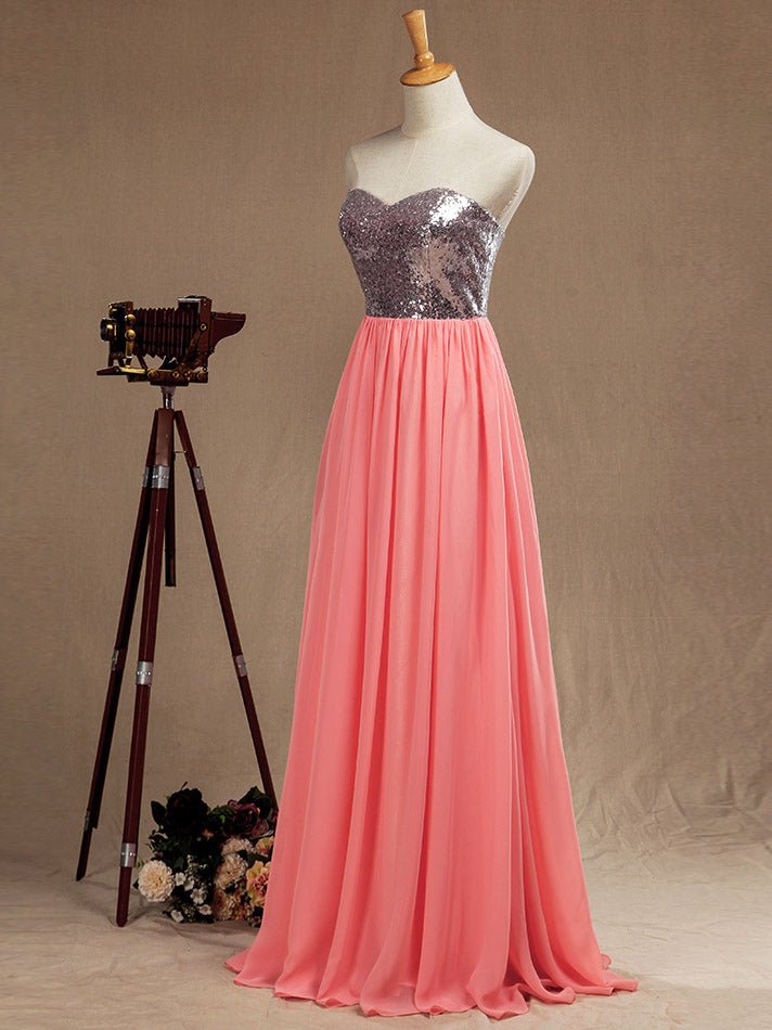 NumberSea - Numbersea Sweetheart Bridesmaid Dress Sparkle & Shine Chiffon Sequined