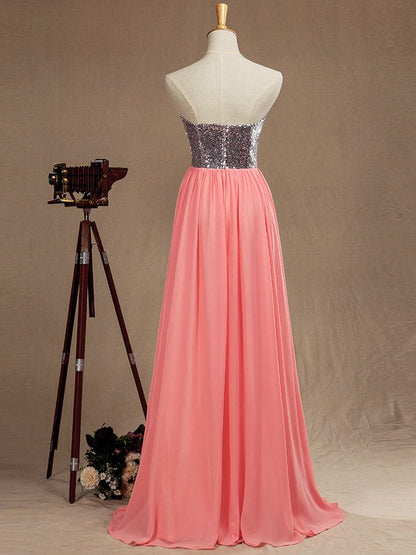 NumberSea - Numbersea Sweetheart Bridesmaid Dress Sparkle & Shine Chiffon Sequined